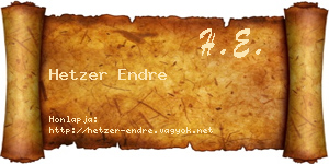 Hetzer Endre névjegykártya